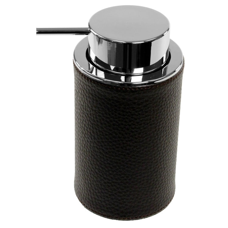 Alianto Colour Round Soap Dispenser Made From Faux Leather Available in Three Finishes - Stellar Hardware and Bath 