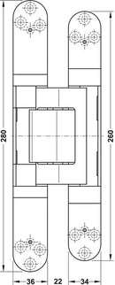 HAFELE Concealed Hinge TECTUS TE 645 3D concealed, 3D adjustable, size 280 mm - Stellar Hardware and Bath
