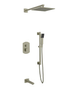 Artos Transitional Thermostatic Shower Trim Kit with Wall Mount Shower Head, Hand Shower on Slide Bar, Tub Filler