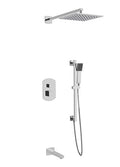 Artos Transitional Thermostatic Shower Trim Kit with Wall Mount Shower Head, Hand Shower on Slide Bar, Tub Filler