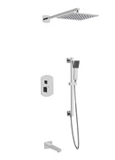 Artos Transitional Thermostatic Shower Trim Kit with Wall Mount Shower Head, Hand Shower on Slide Bar, Tub Filler