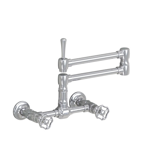 Wall Mount 17 3/4" Articulated Dual Swivel Spout with Metal Wheel - Stellar Hardware and Bath 