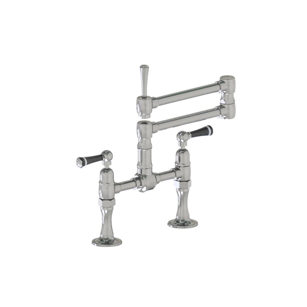 Deck Mount 17 3/4" Articulated Dual Swivel Spout with Black Ceramic Lever - Stellar Hardware and Bath 