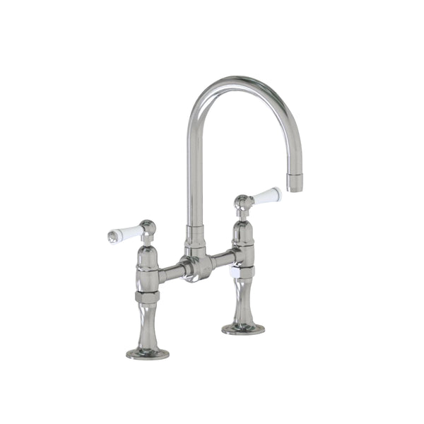 Deck Mount 7" Swivel Bar Faucet Spout with White Ceramic Lever - Stellar Hardware and Bath 