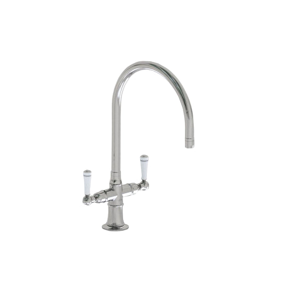 Single Hole 10" Swivel Spout with White Ceramic Lever - Stellar Hardware and Bath 