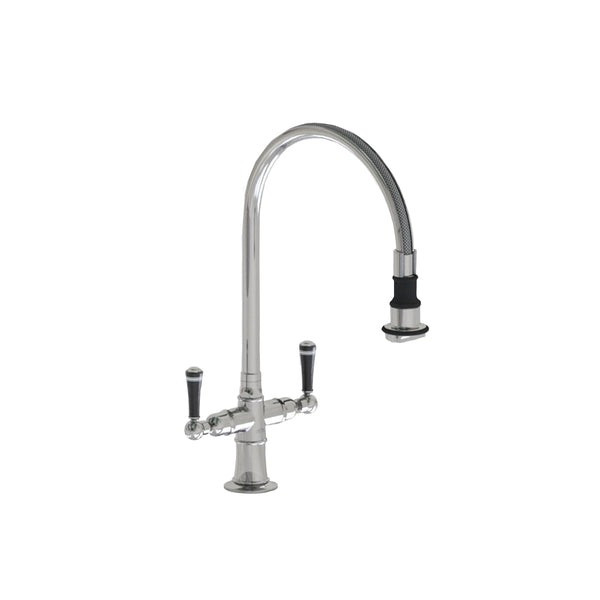 Single Hole Pull-Off Spray with 10" Swivel Spout with Black Ceramic Lever - Stellar Hardware and Bath 