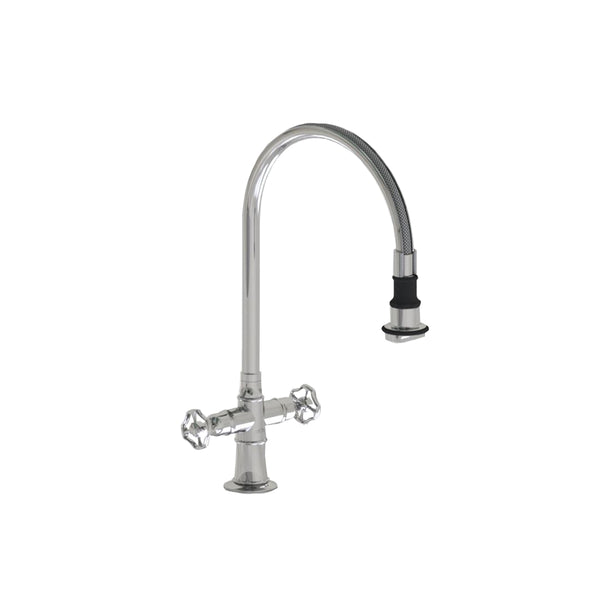 Single Hole Pull-Off Spray with 10" Swivel Spout with Metal Wheel - Stellar Hardware and Bath 
