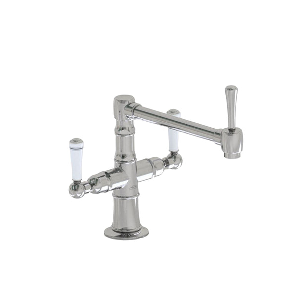 Deck Mount 8 7/8" Articulated Single Swivel Spout with White Ceramic Lever - Stellar Hardware and Bath 