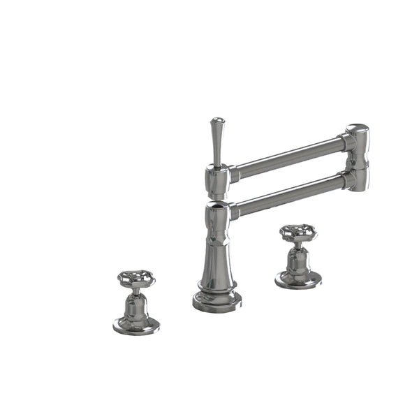Deck Mount 17 3/4" Articulated Dual Swivel Spout with Metal Wheel - Stellar Hardware and Bath 