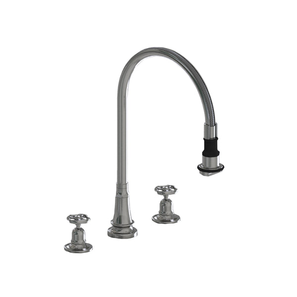Deck Mount Pull-Off Spray with 10" Swivel Spout with Metal Wheel - Stellar Hardware and Bath 