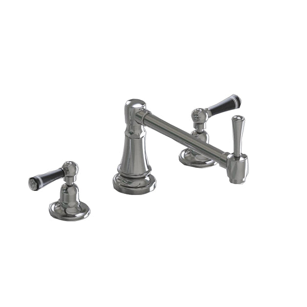 Deck Mount 8 7/8" Articulated Single Swivel Spout with Black Ceramic Lever - Stellar Hardware and Bath 
