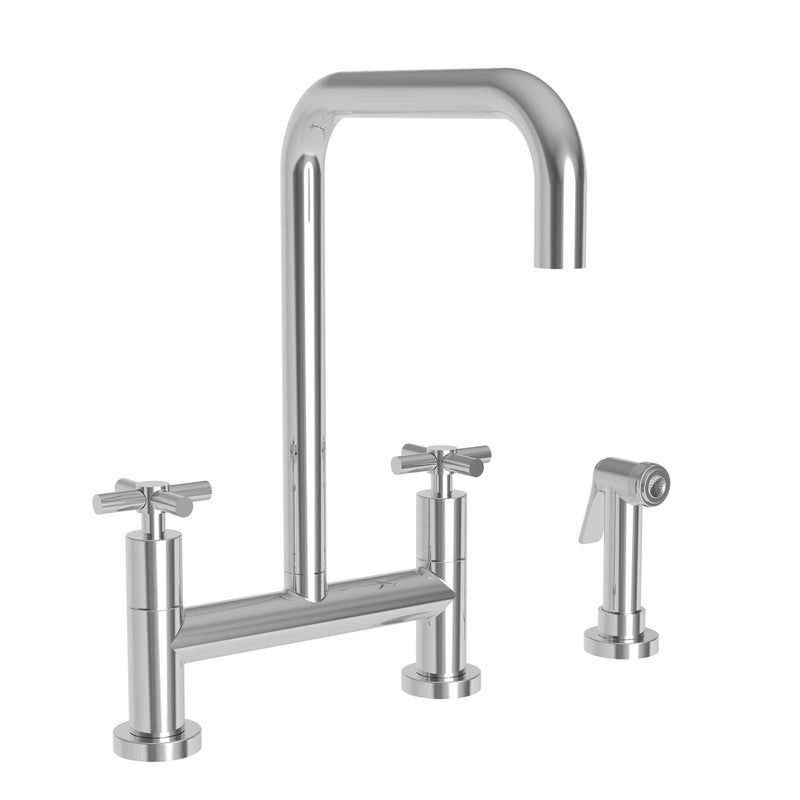 Newport Brass East Square 1400-5412 Kitchen Bridge Faucet with Side Spray - Stellar Hardware and Bath 