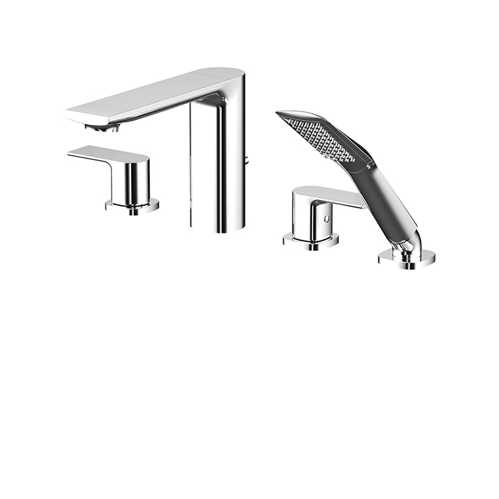 Aqua Brass 15018 4-piece deckmount tub filler with handshower - Stellar Hardware and Bath 