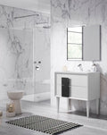 Lucena Bath 32" White and Black Cristal Freestanding Vanity - Stellar Hardware and Bath 