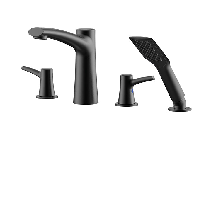 Aqua Brass 18018 4-piece deckmount tub filler with handshower - Stellar Hardware and Bath 
