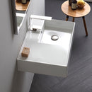 Teorema 2 Rectangular Ceramic Wall Mounted or Vessel Sink With Counter Space - Stellar Hardware and Bath 