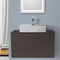32 Inch Grey Oak Vessel Sink Bathroom Vanity, Wall Mounted - Stellar Hardware and Bath 