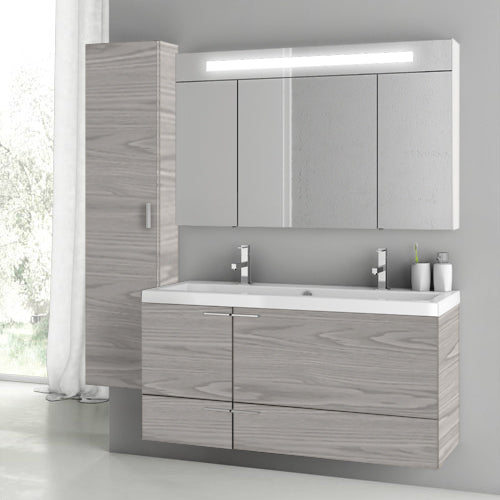 47 Inch Grey Walnut Bathroom Vanity Set - Stellar Hardware and Bath 