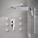 Raniero Chrome Shower System with 10" Rain Shower Head, Hand Shower, and Body Sprays - Stellar Hardware and Bath 