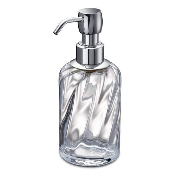 Spiral Chrome Brass and Twisted Glass Soap Dispenser - Stellar Hardware and Bath 