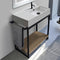 Solid Console Sink Vanity With Ceramic Sink and Natural Brown Oak Shelf - Stellar Hardware and Bath 