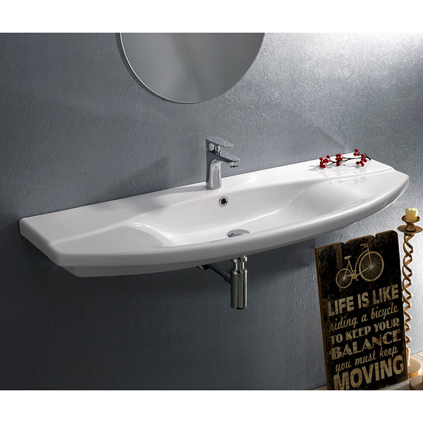 Focus Rectangle White Ceramic Wall Mounted or Drop In Sink - Stellar Hardware and Bath 