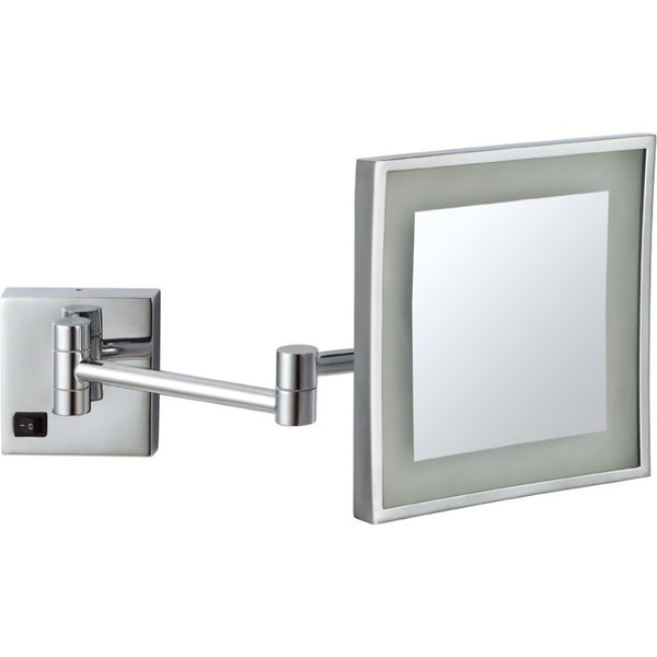 Glimmer Square Wall Mounted LED Magnifying Mirror, Hardwired - Stellar Hardware and Bath 