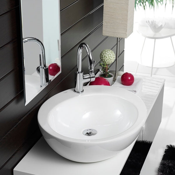 Peri Round White Ceramic Vessel Sink - Stellar Hardware and Bath 