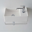 Teorema Small Wall Mounted Ceramic Sink With Polished Chrome Towel Bar - Stellar Hardware and Bath 