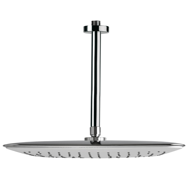 Water Therapy 14" Ceiling Mount Rain Shower Head With Arm, Chrome - Stellar Hardware and Bath 