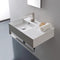 Teorema 2 Rectangular Ceramic Wall Mounted Sink With Counter Space, Towel Bar Included - Stellar Hardware and Bath 