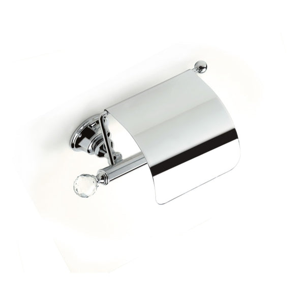 Smart Light Chrome Brass Covered Toilet Roll Holder with Crystal - Stellar Hardware and Bath 