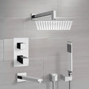 Tyga Chrome Thermostatic Tub and Shower System with 12" Rain Shower Head and Hand Shower - Stellar Hardware and Bath 