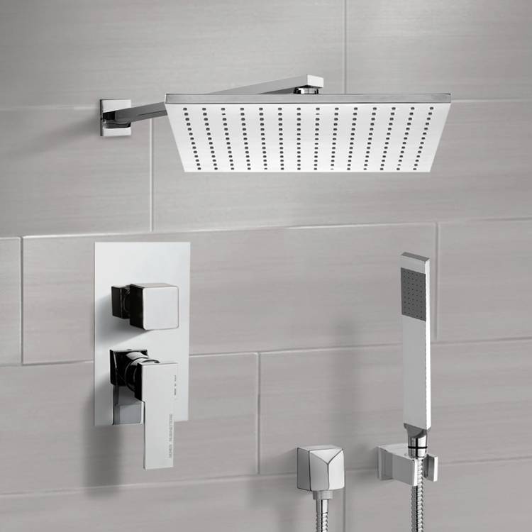 Primavera Shower System with 12" Rain Shower Head and Hand Shower - Stellar Hardware and Bath 