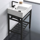 Teorema 2 Modern Ceramic Console Sink With Counter Space and Matte Black Base - Stellar Hardware and Bath 