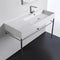 Teorema 2 Rectangular Ceramic Console Sink and Polished Chrome Stand - Stellar Hardware and Bath 