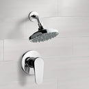 Mario Chrome Shower Faucet Set with 6" Rain Shower Head - Stellar Hardware and Bath 