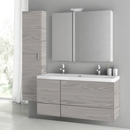 47 Inch Grey Walnut Bathroom Vanity Set - Stellar Hardware and Bath 