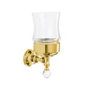 Gold Wall Mounted Clear Glass Toothbrush Holder with Crystal - Stellar Hardware and Bath 