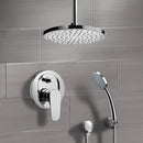 Orsino Chrome Shower System with 8" Rain Ceiling Shower Head and Hand Shower - Stellar Hardware and Bath 