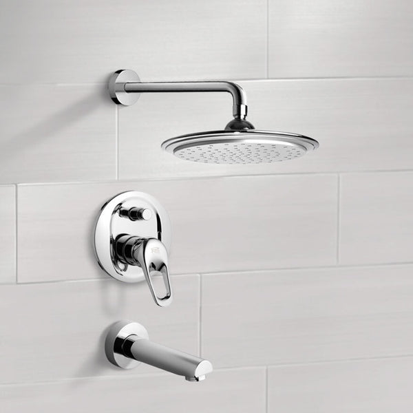 Peleo Chrome Tub and Shower Faucet Sets with 9" Rain Shower Head - Stellar Hardware and Bath 