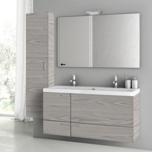47 Inch Grey Walnut Bathroom Vanity Set - Stellar Hardware and Bath 