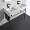 Teorema 2 Double Ceramic Console Sink With Matte Black Stand - Stellar Hardware and Bath 