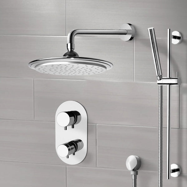 Rendino Chrome Thermostatic Shower System with 9" Rain Shower Head and Hand Shower - Stellar Hardware and Bath 