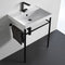 ML Ceramic Console Sink and Matte Black Stand - Stellar Hardware and Bath 