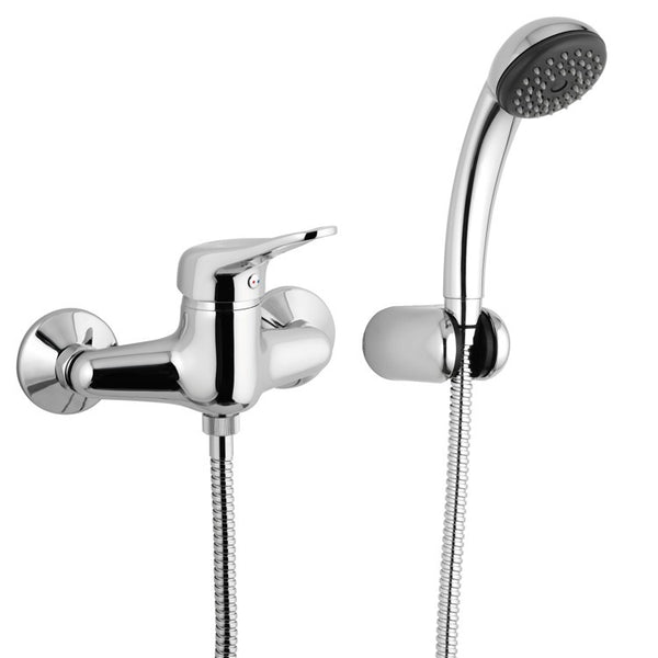 Kiss Wall-Mounted Shower Mixer With Hand Shower and Holder In Chrome - Stellar Hardware and Bath 