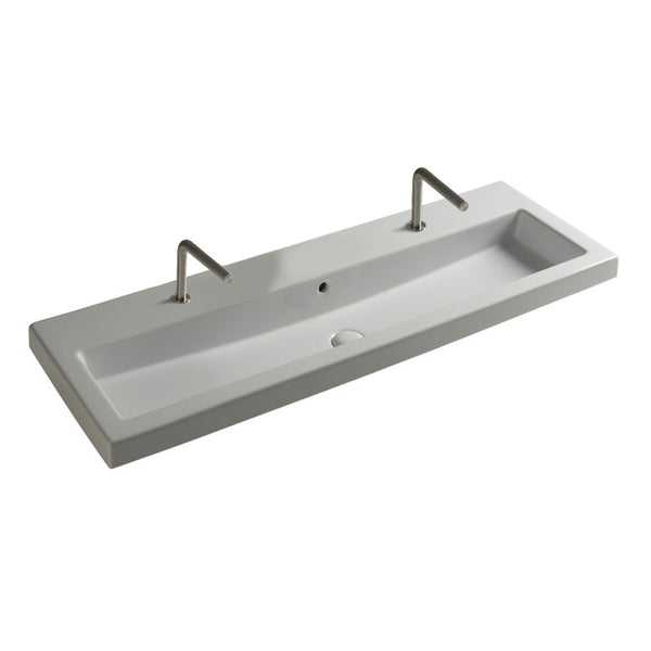 Serie 40 Trough Ceramic Drop In or Wall Mounted Bathroom Sink - Stellar Hardware and Bath 