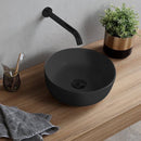 Glam Round Matte Black Vessel Sink in Ceramic - Stellar Hardware and Bath 