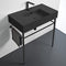 Teorema 2 Matte Black Ceramic Console Sink and Matte Black Stand - Stellar Hardware and Bath 