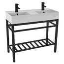 Teorema 2 Double Ceramic Console Sink With Matte Black Stand - Stellar Hardware and Bath 